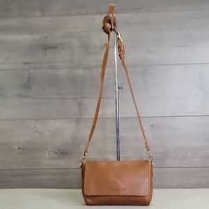 Portland Leather Brown Flap Front Crossbody Bag